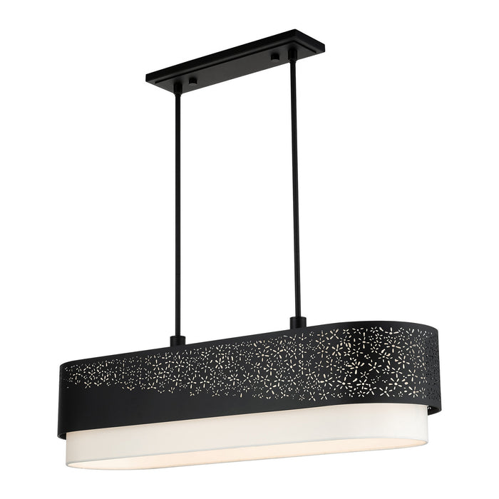 Livex Lighting 46258-04 Six Light Linear Chandelier, Black