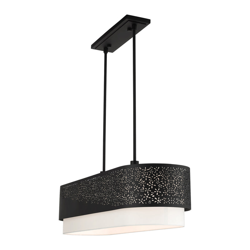 Livex Lighting 46258-04 Six Light Linear Chandelier, Black