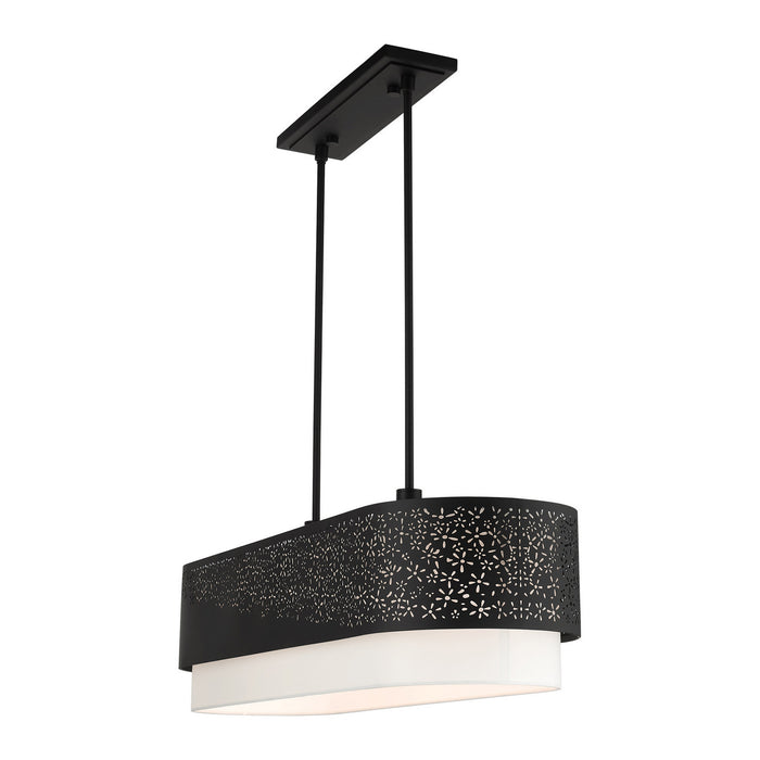 Livex Lighting 46258-04 Six Light Linear Chandelier, Black