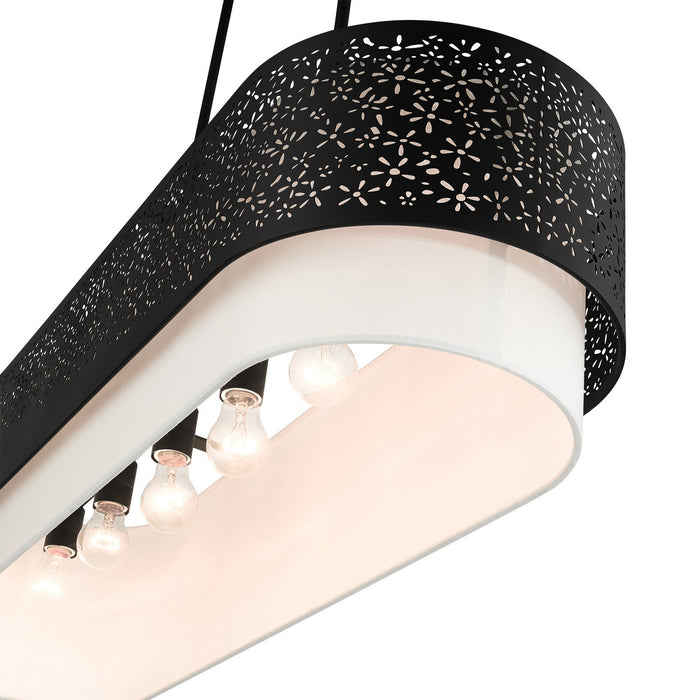 Livex Lighting 46258-04 Six Light Linear Chandelier, Black