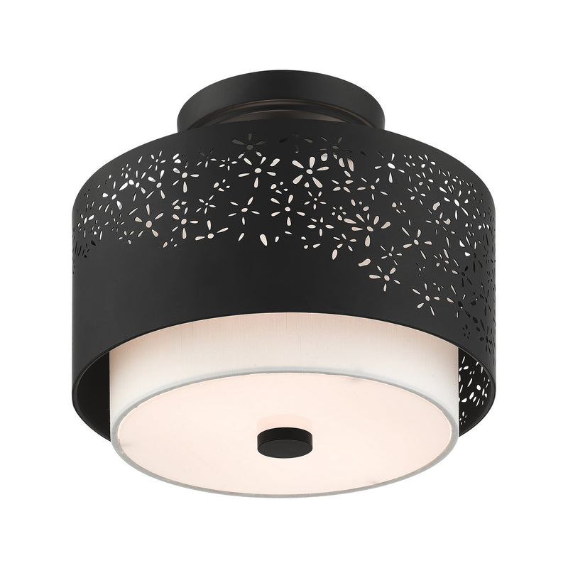 Livex Lighting 46267-04 Two Light Semi Flush Mount, Black