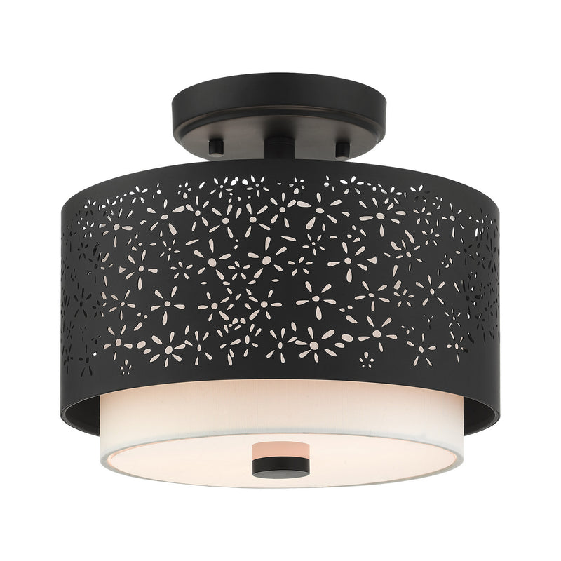 Livex Lighting 46267-04 Two Light Semi Flush Mount, Black