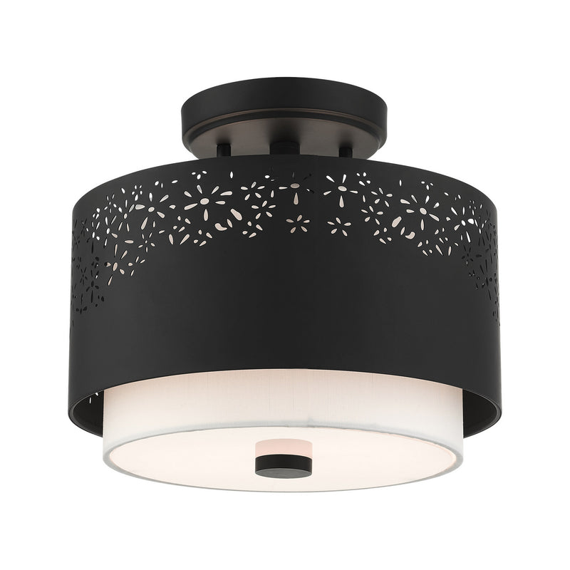 Livex Lighting 46267-04 Two Light Semi Flush Mount, Black