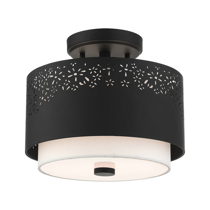 Livex Lighting 46267-04 Two Light Semi Flush Mount, Black