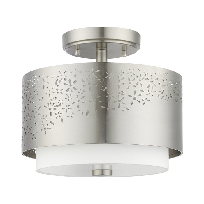 Livex Lighting 46267-91 Two Light Semi Flush Mount, Brushed Nickel