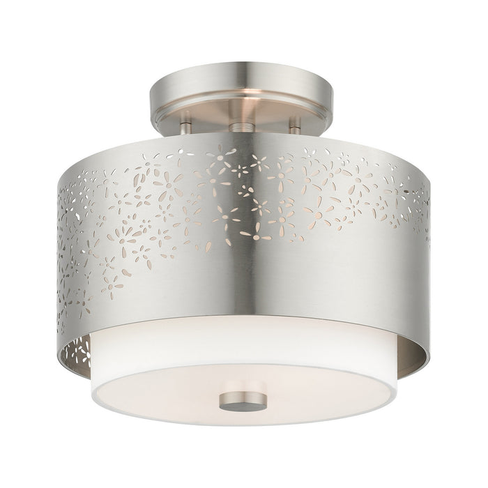 Livex Lighting 46267-91 Two Light Semi Flush Mount, Brushed Nickel