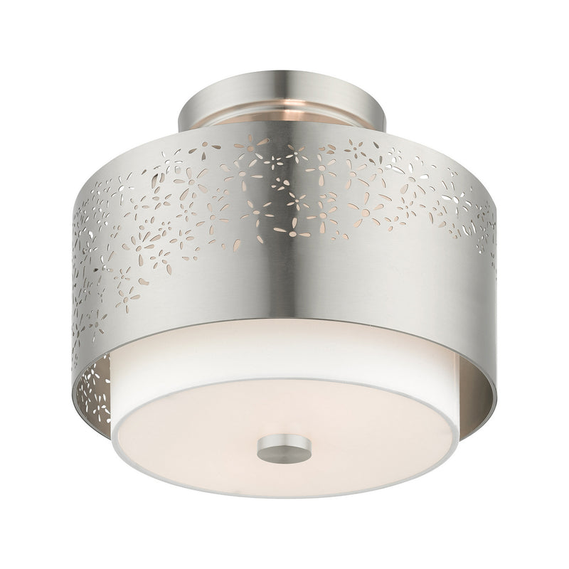 Livex Lighting 46267-91 Two Light Semi Flush Mount, Brushed Nickel