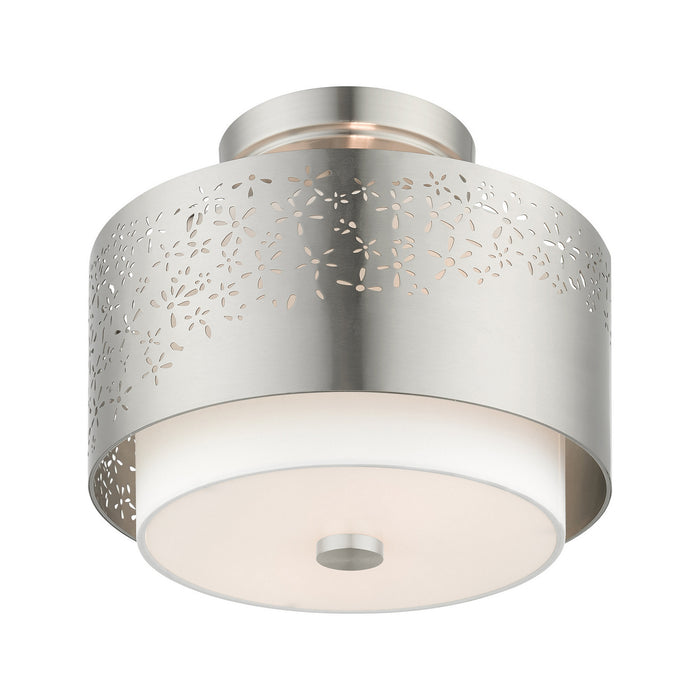 Livex Lighting 46267-91 Two Light Semi Flush Mount, Brushed Nickel