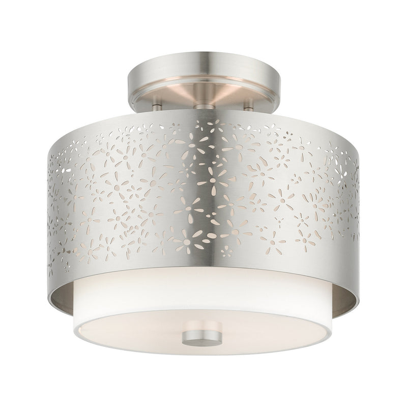 Livex Lighting 46267-91 Two Light Semi Flush Mount, Brushed Nickel