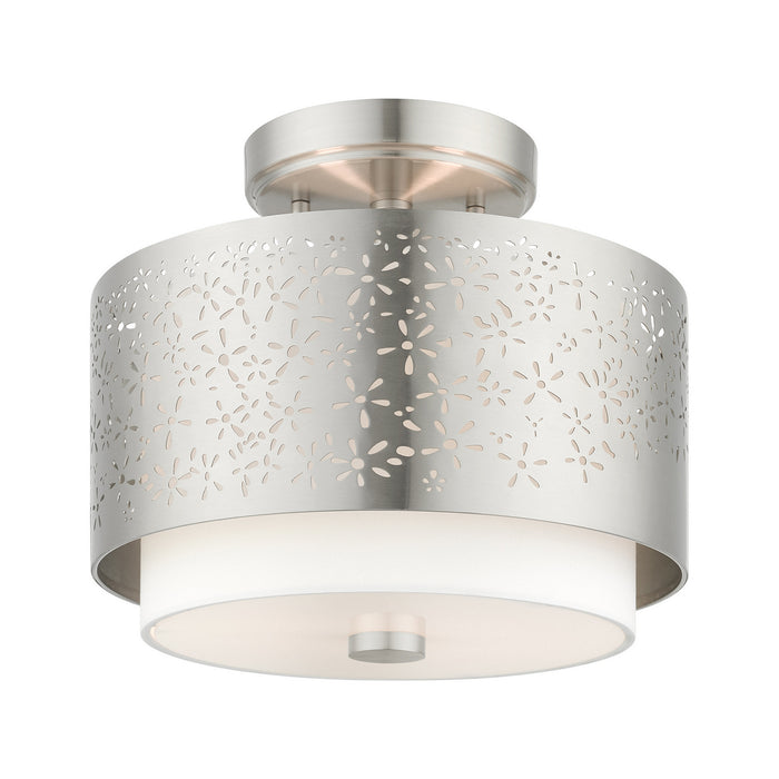 Livex Lighting 46267-91 Two Light Semi Flush Mount, Brushed Nickel