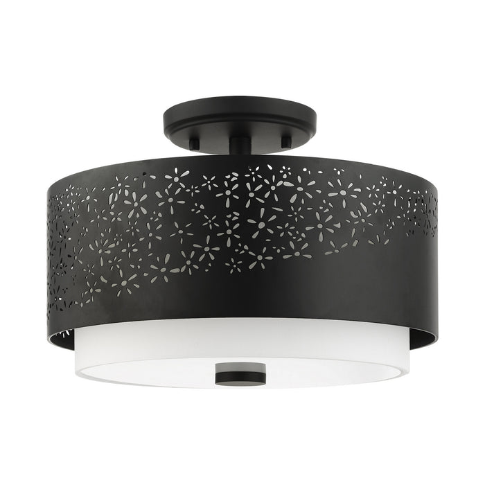 Livex Lighting 46268-04 Three Light Semi Flush Mount, Black