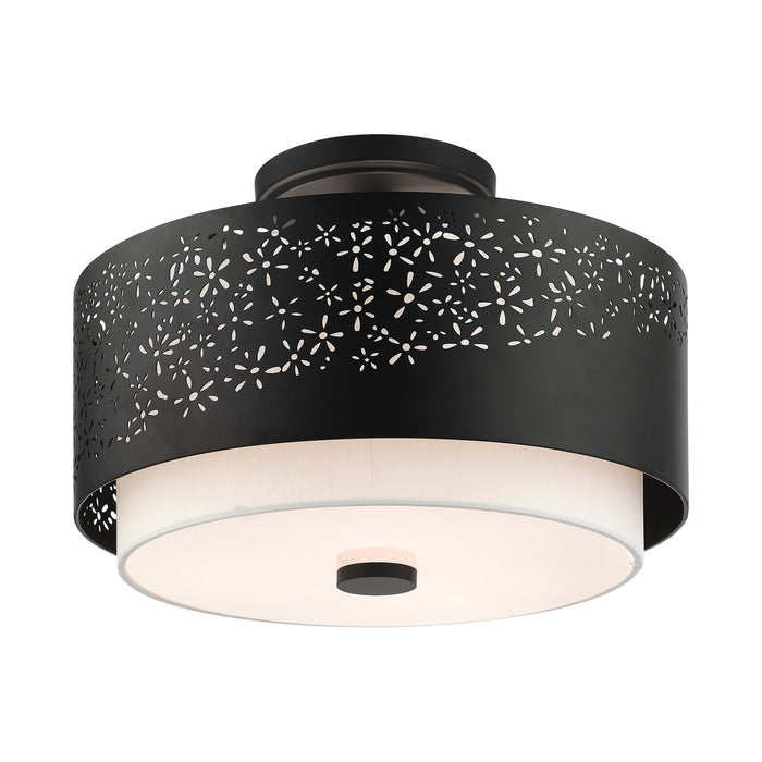 Livex Lighting 46268-04 Three Light Semi Flush Mount, Black