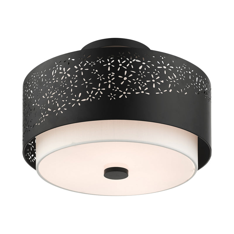Livex Lighting 46268-04 Three Light Semi Flush Mount, Black