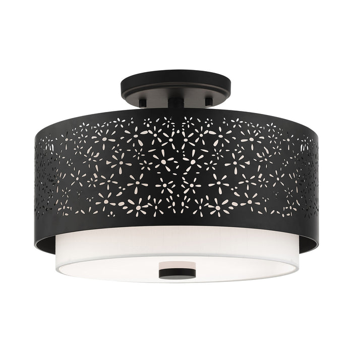 Livex Lighting 46268-04 Three Light Semi Flush Mount, Black