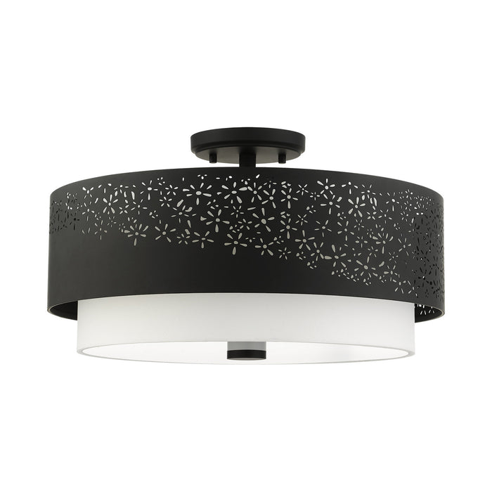 Livex Lighting 46269-04 Four Light Semi Flush Mount, Black