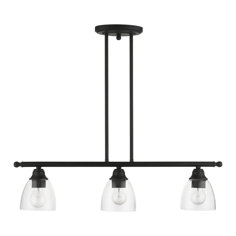 Livex Lighting 46337-04 Three Light Linear Chandelier, Black