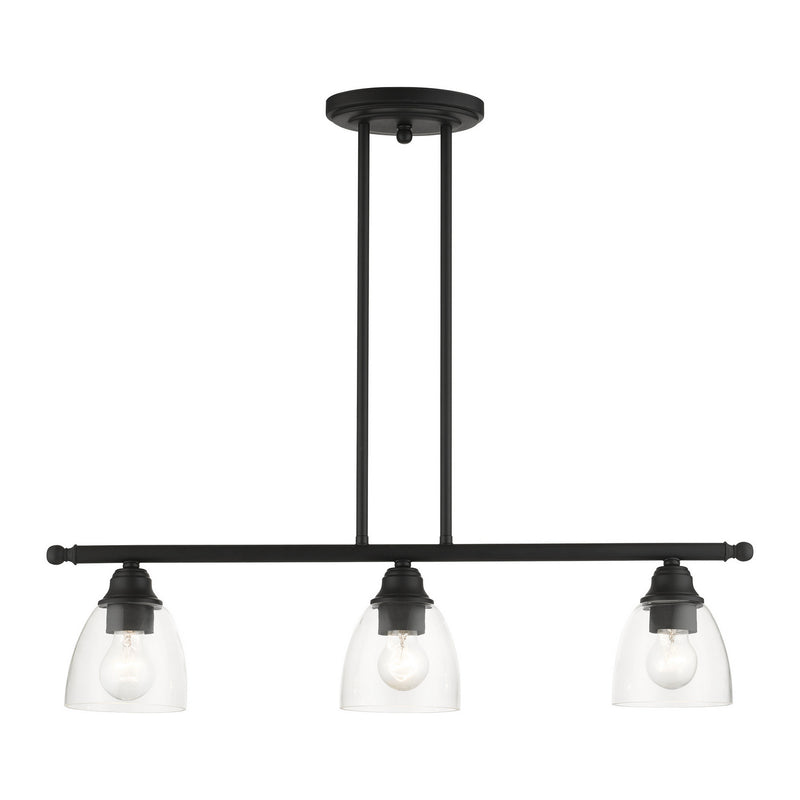 Livex Lighting 46337-04 Three Light Linear Chandelier, Black