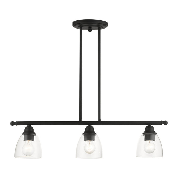 Livex Lighting 46337-04 Three Light Linear Chandelier, Black