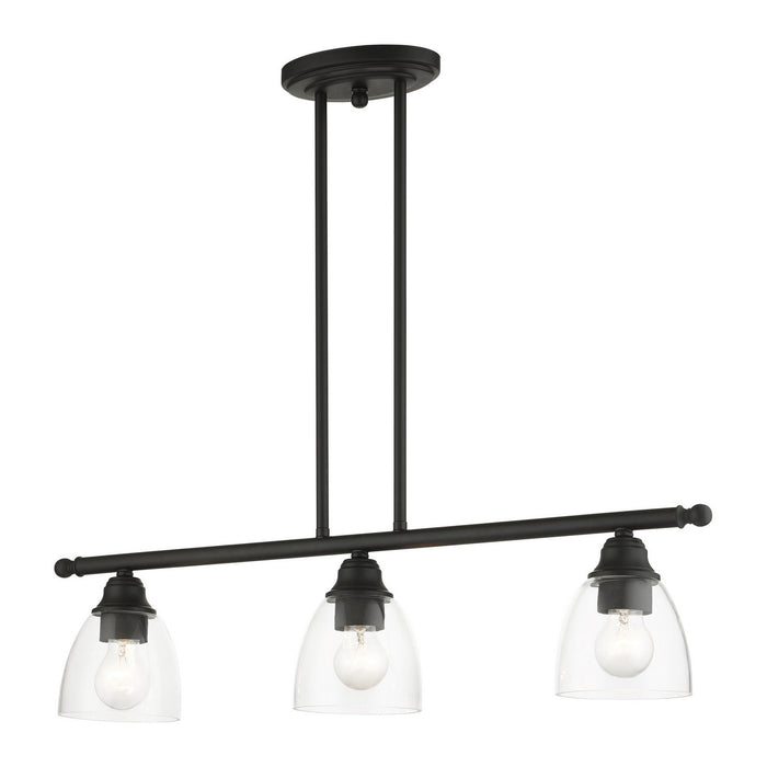 Livex Lighting 46337-04 Three Light Linear Chandelier, Black