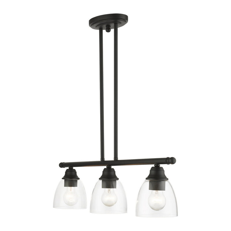 Livex Lighting 46337-04 Three Light Linear Chandelier, Black