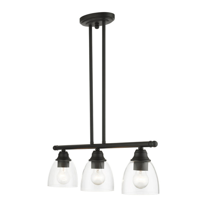 Livex Lighting 46337-04 Three Light Linear Chandelier, Black