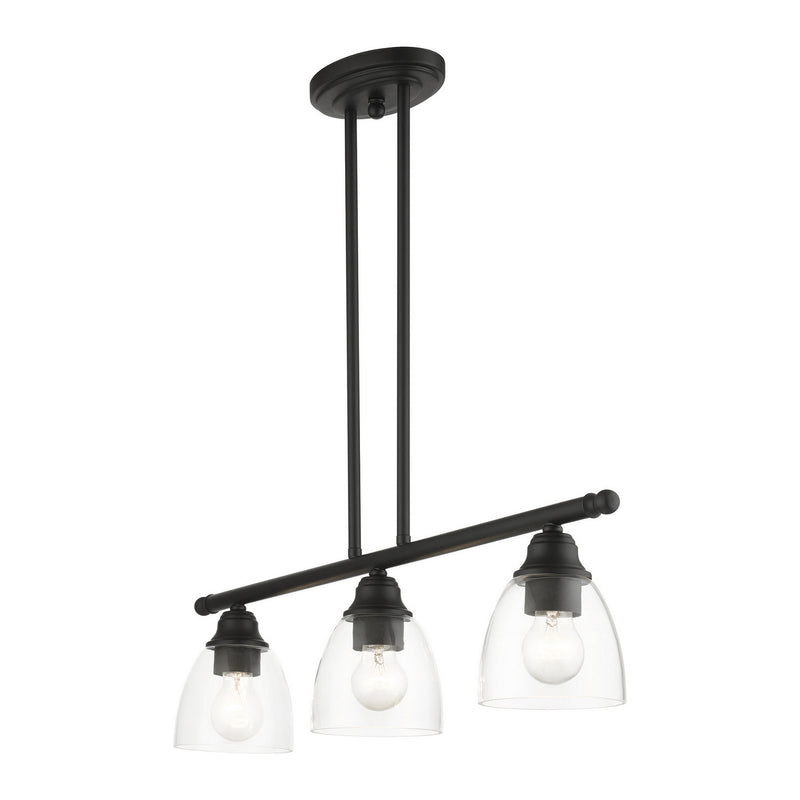 Livex Lighting 46337-04 Three Light Linear Chandelier, Black