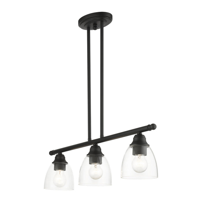 Livex Lighting 46337-04 Three Light Linear Chandelier, Black