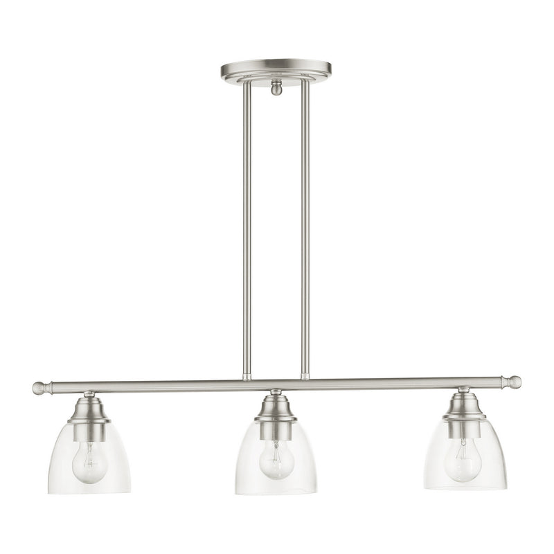 Livex Lighting 46337-91 Three Light Linear Chandelier, Brushed Nickel