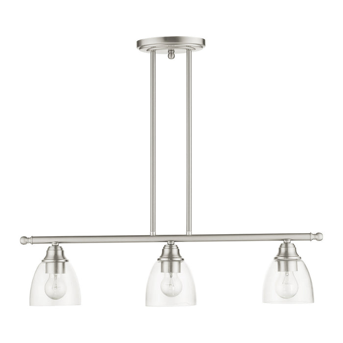 Livex Lighting 46337-91 Three Light Linear Chandelier, Brushed Nickel