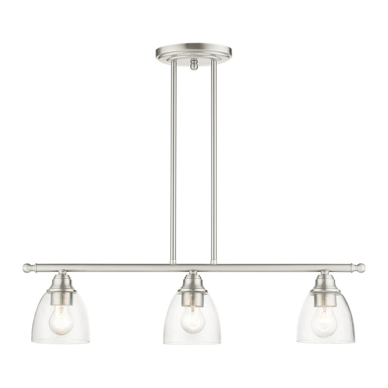 Livex Lighting 46337-91 Three Light Linear Chandelier, Brushed Nickel
