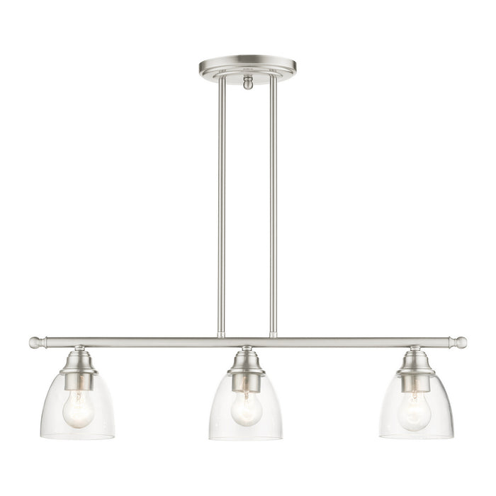 Livex Lighting 46337-91 Three Light Linear Chandelier, Brushed Nickel