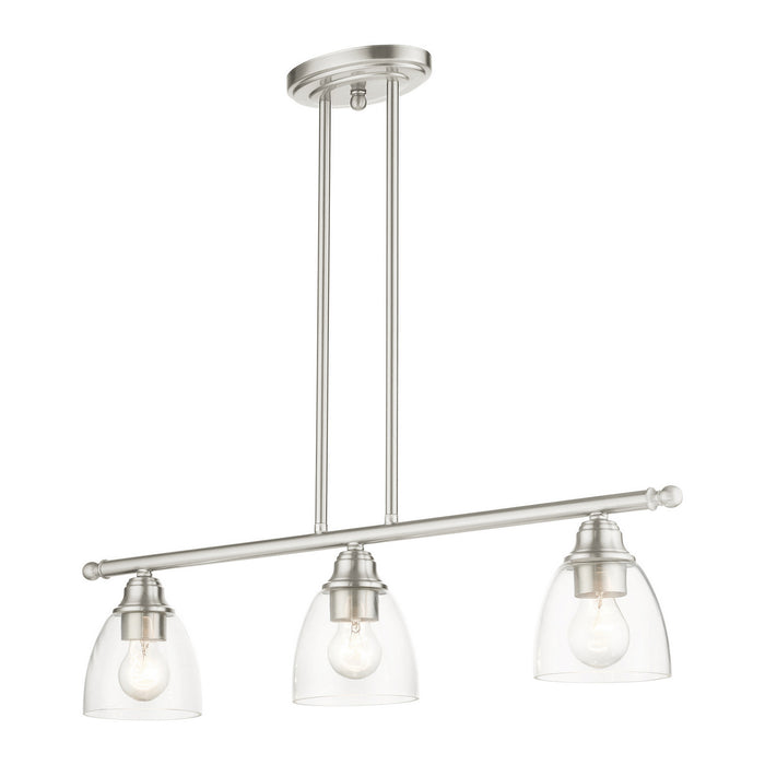Livex Lighting 46337-91 Three Light Linear Chandelier, Brushed Nickel