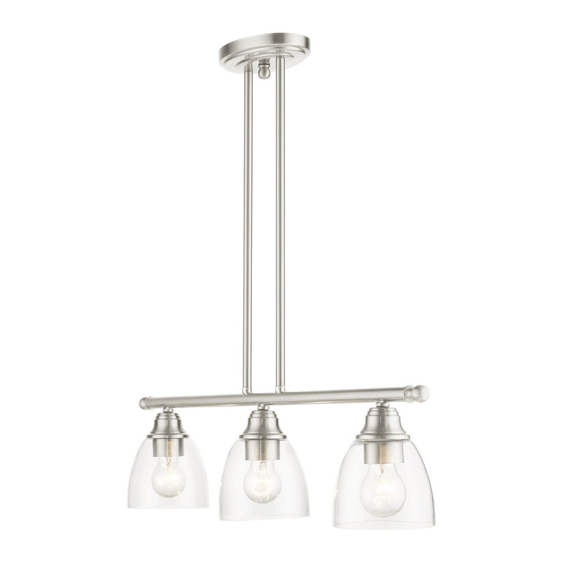 Livex Lighting 46337-91 Three Light Linear Chandelier, Brushed Nickel