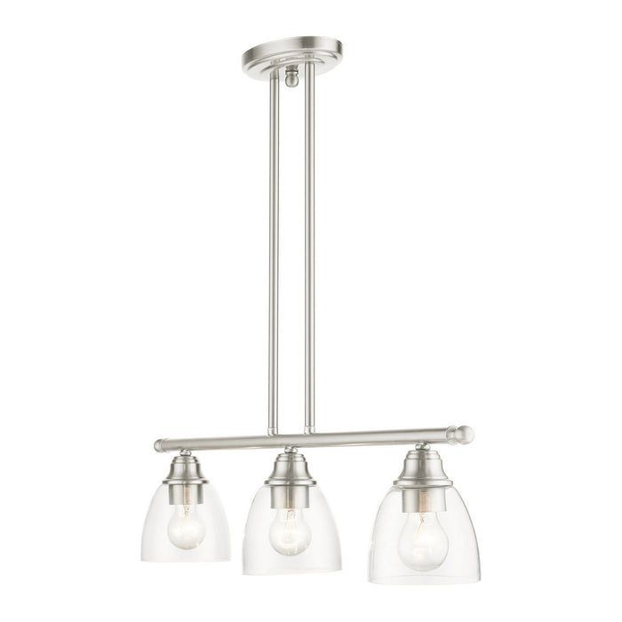 Livex Lighting 46337-91 Three Light Linear Chandelier, Brushed Nickel