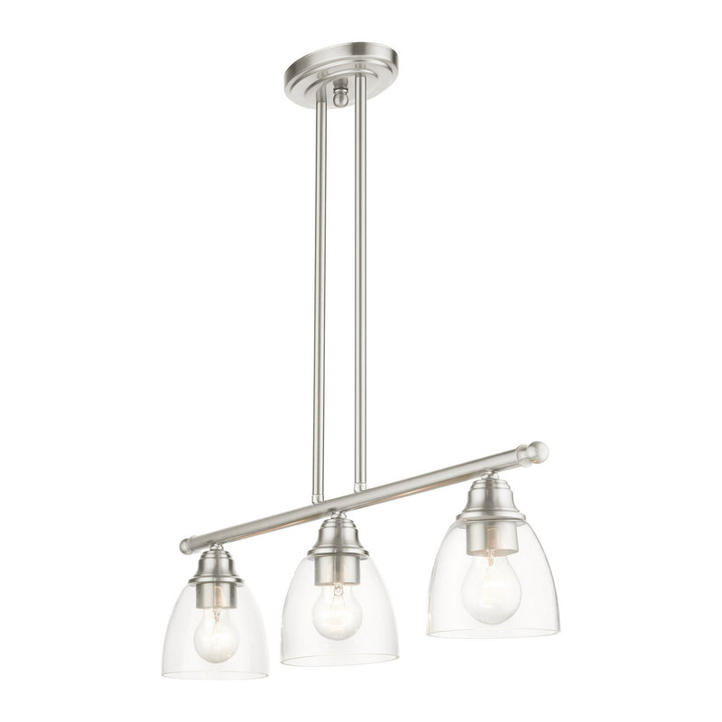 Livex Lighting 46337-91 Three Light Linear Chandelier, Brushed Nickel