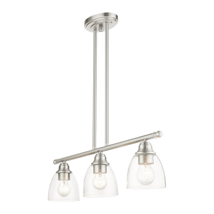 Livex Lighting 46337-91 Three Light Linear Chandelier, Brushed Nickel