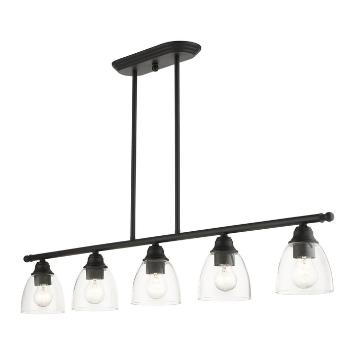 Livex Lighting 46338-04 Five Light Linear Chandelier, Black
