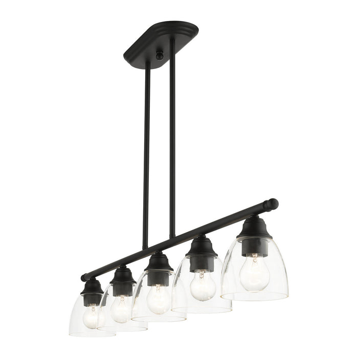Livex Lighting 46338-04 Five Light Linear Chandelier, Black