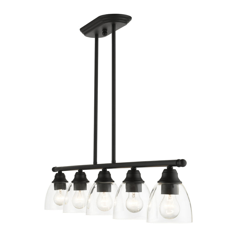 Livex Lighting 46338-04 Five Light Linear Chandelier, Black