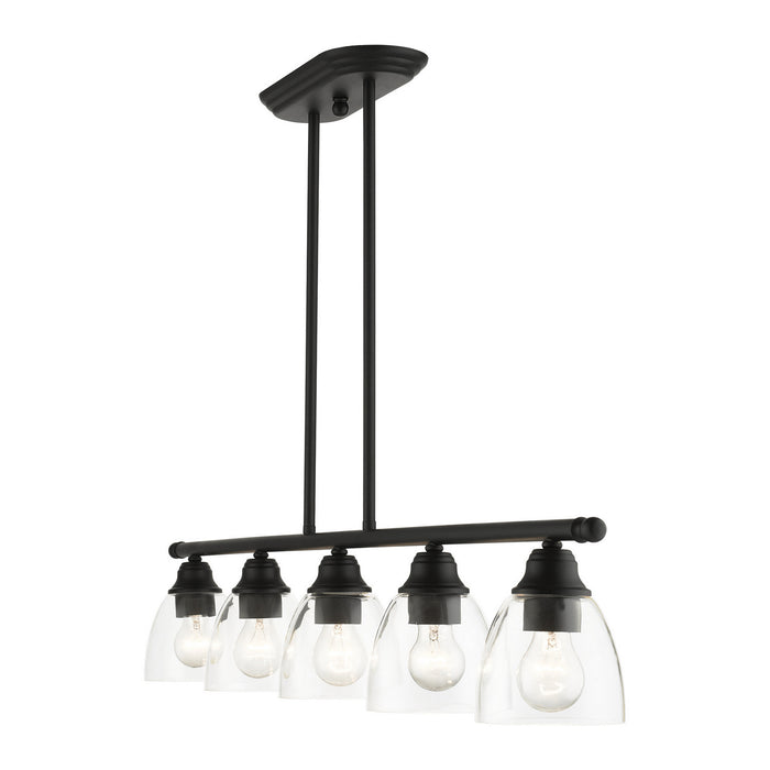 Livex Lighting 46338-04 Five Light Linear Chandelier, Black