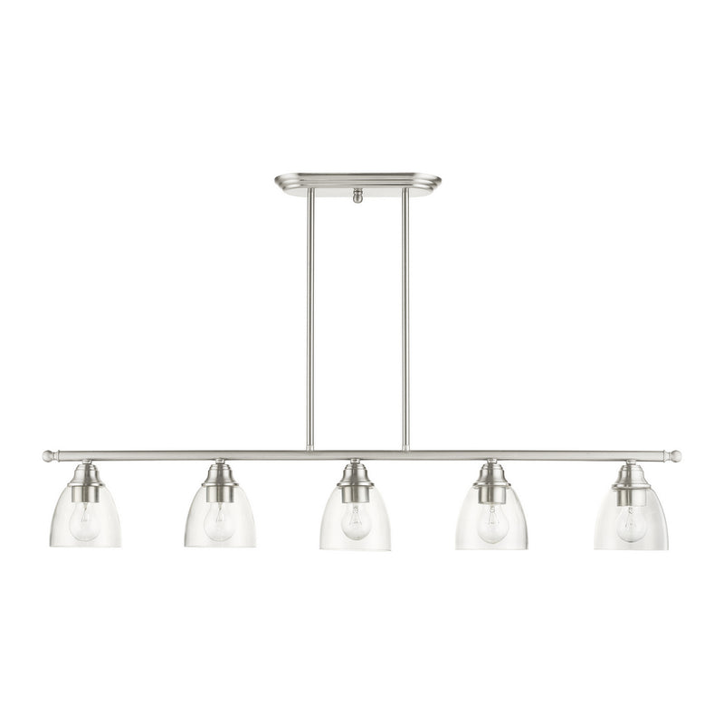 Livex Lighting 46338-91 Five Light Linear Chandelier, Brushed Nickel
