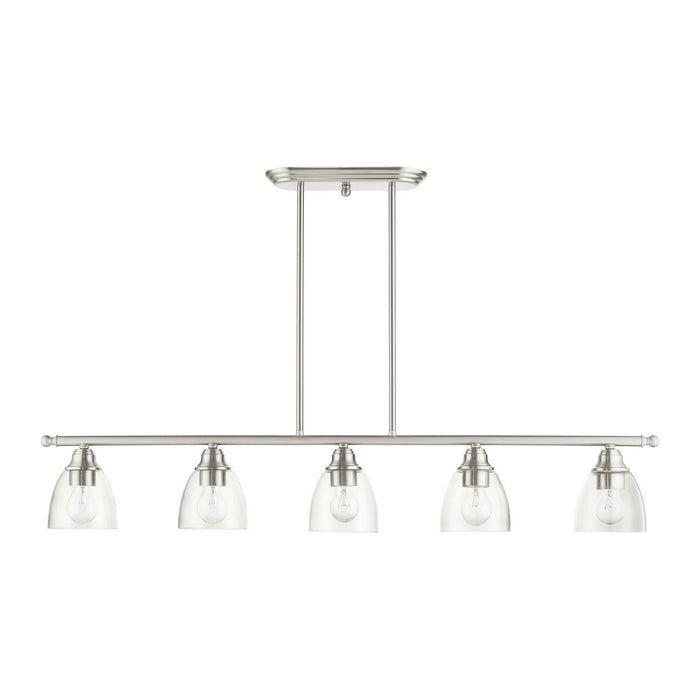 Livex Lighting 46338-91 Five Light Linear Chandelier, Brushed Nickel