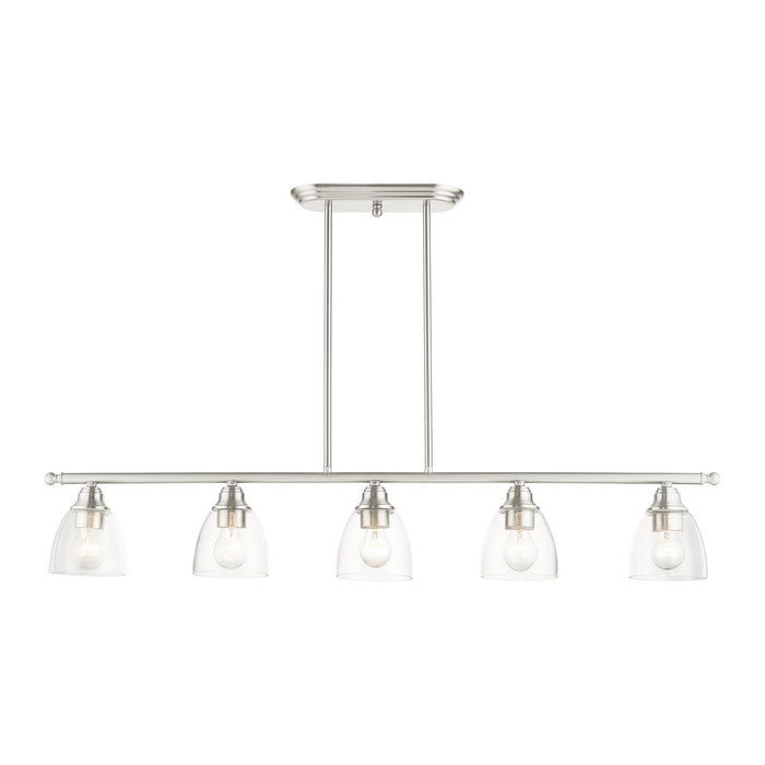 Livex Lighting 46338-91 Five Light Linear Chandelier, Brushed Nickel