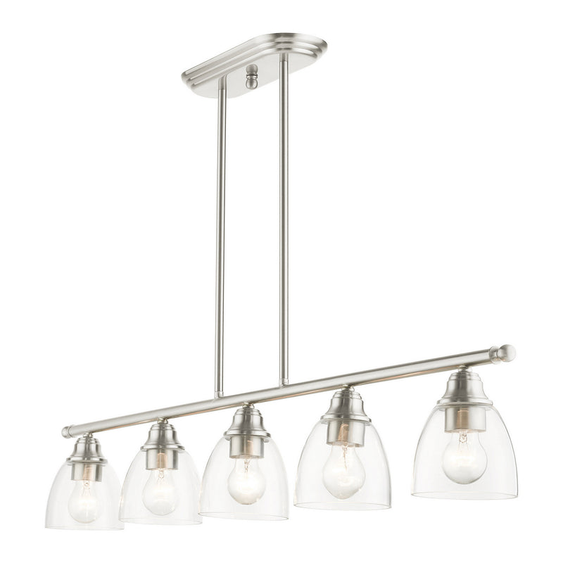 Livex Lighting 46338-91 Five Light Linear Chandelier, Brushed Nickel