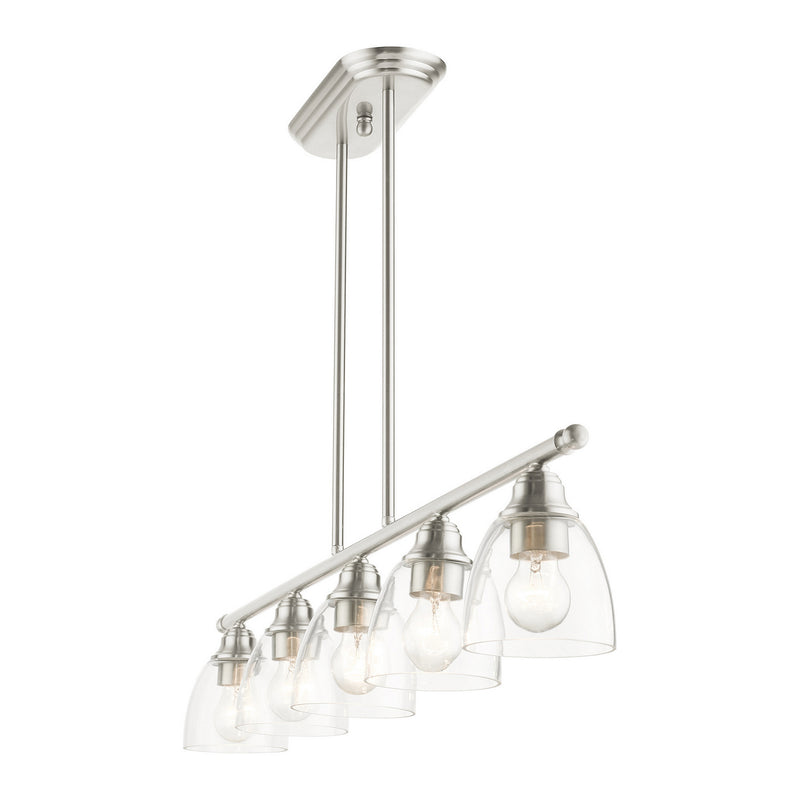 Livex Lighting 46338-91 Five Light Linear Chandelier, Brushed Nickel