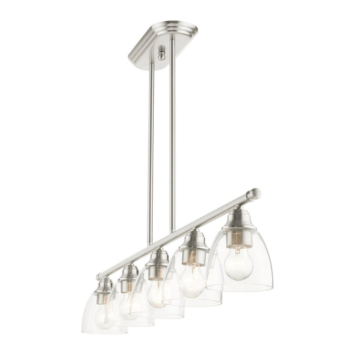 Livex Lighting 46338-91 Five Light Linear Chandelier, Brushed Nickel