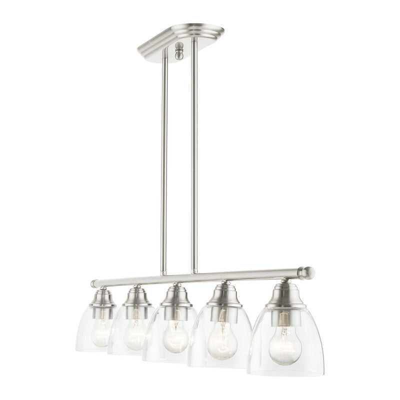 Livex Lighting 46338-91 Five Light Linear Chandelier, Brushed Nickel