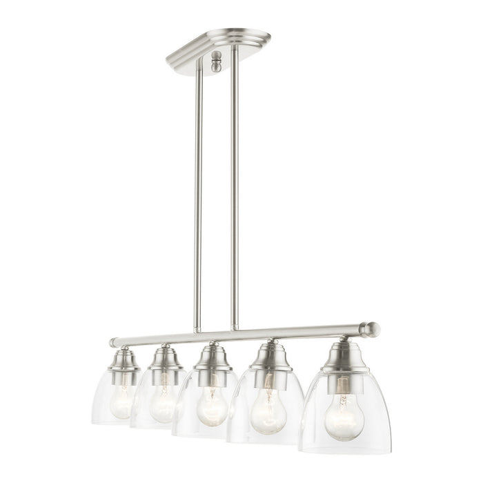 Livex Lighting 46338-91 Five Light Linear Chandelier, Brushed Nickel