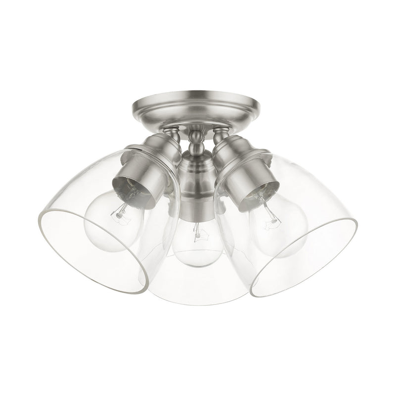Livex Lighting 46339-91 Three Light Flush Mount, Brushed Nickel