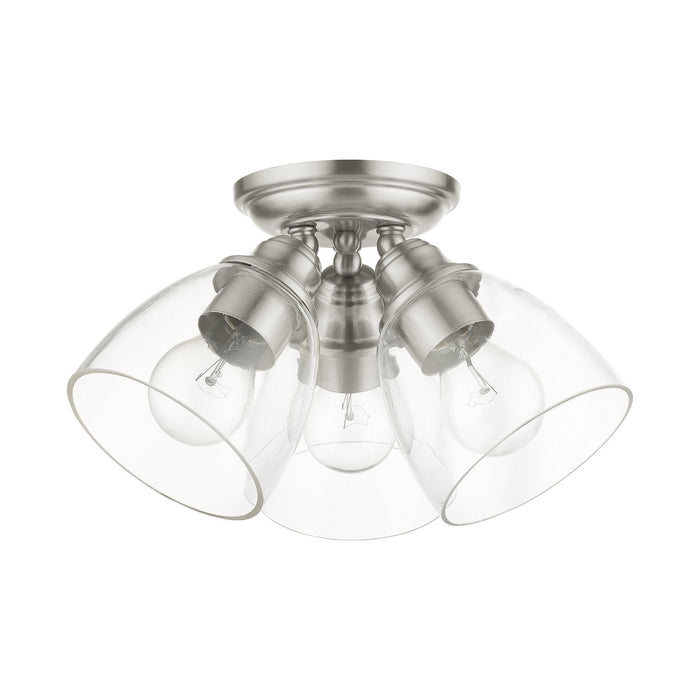 Livex Lighting 46339-91 Three Light Flush Mount, Brushed Nickel